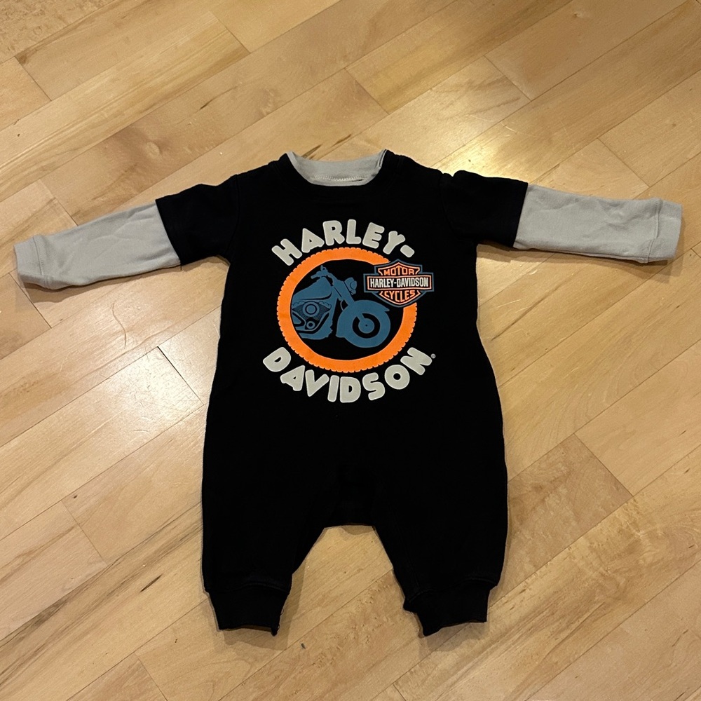 Harley-Davidson Black and Gray Kids Bodysuit